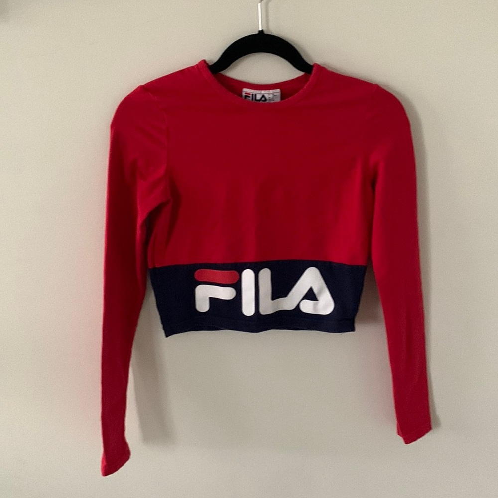 Fila Red Long Sleeve Cropped Top